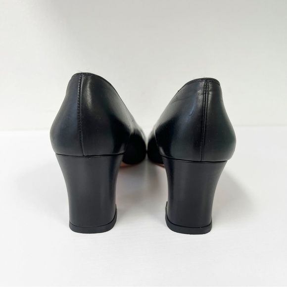 Salvatore Ferragamo Black Leather Chunky Heels 6 AAAA Patent - Picture 6 of 7